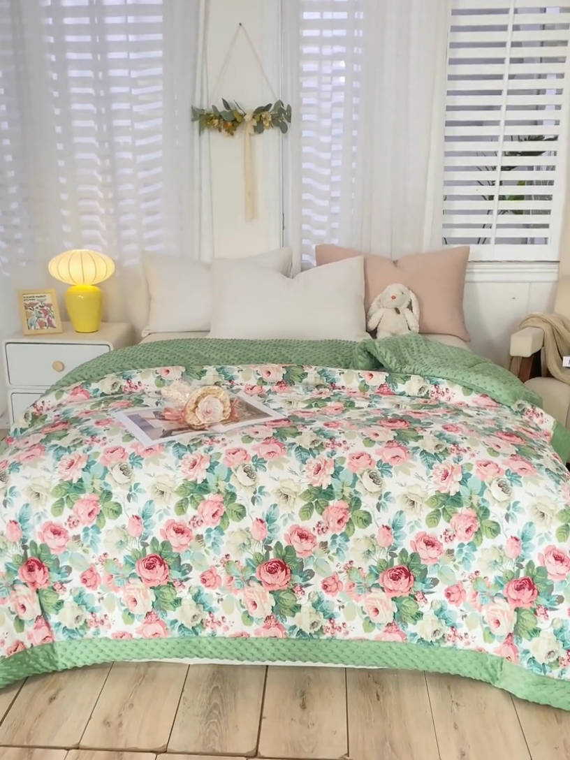 91家纺网 家纺一手货源 找家纺 锦鹭被业 2025新款全棉豆豆被系列 浪漫花舞