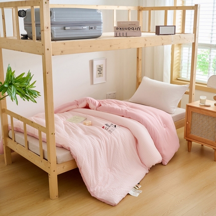 子由家居 2024新款b类泡泡格7A抗菌学生季大豆被 泡泡学生被-浅粉