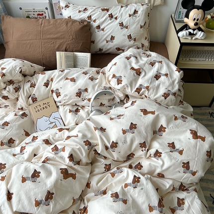 91家纺网 家纺一手货源 找家纺 （总）原素 2024新款A类学生季少女心小清新印花四件套