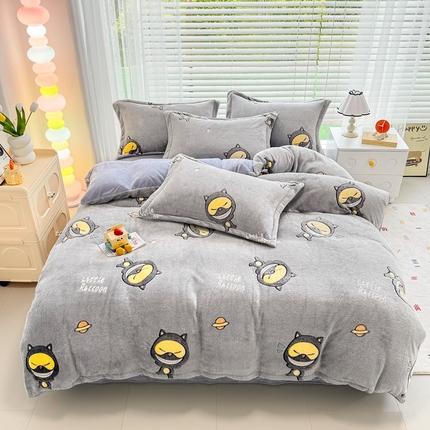 91家纺网 家纺一手货源 找家纺 （总）恋佳居 2025新款雪花绒印花加厚保暖四件套