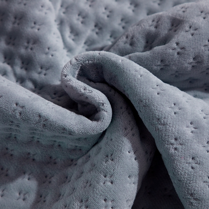 91家纺网 家纺一手货源 找家纺 晶缦家纺 2024新款华夫格牛奶绒床盖三件套 华夫格-浅灰