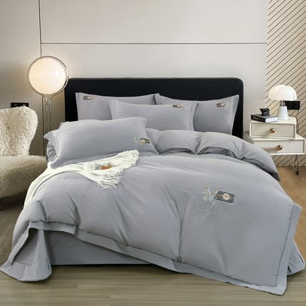 91家纺网 家纺一手货源 找家纺 （总）OL家纺 2024新款全棉磨毛刺绣床盖夹棉四件套-胜利之花