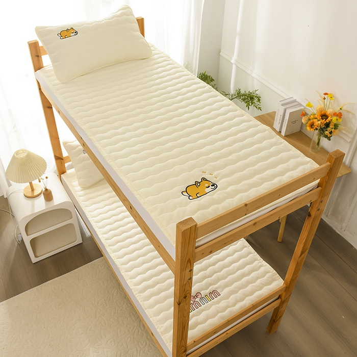 91家纺网 家纺一手货源 找家纺 恋绒家纺 2025新款刺绣款床垫学生床垫床褥宿舍上下铺床护垫 柯基KJ-象牙白