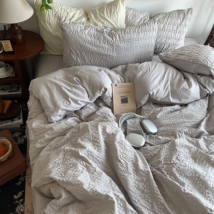 91家纺网 家纺一手货源 找家纺 （总）原素 2024新品ins风简约款泡泡纱四件套