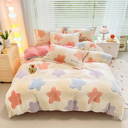 91家纺网 家纺一手货源 找家纺 （总）恋佳居 2025新款雪花绒印花加厚保暖四件套