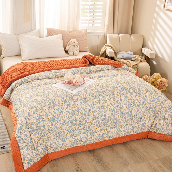 91家纺网 家纺一手货源 找家纺 锦鹭被业 2025新款全棉豆豆被系列 一抹清香