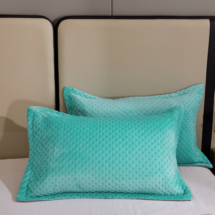 91家纺网 家纺一手货源 找家纺 晶缦家纺 2024新款华夫格牛奶绒床盖三件套 华夫格-翠绿