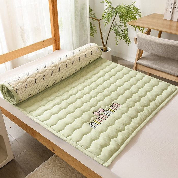 91家纺网 家纺一手货源 找家纺 恋绒家纺 2025新款刺绣款床垫学生床垫床褥宿舍上下铺床护垫 mini-薄荷绿
