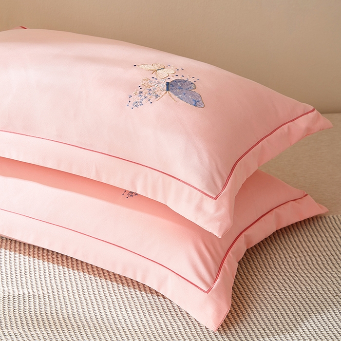 91家纺网 家纺一手货源 找家纺 （总）丰淘家纺 2024新款水洗棉刺绣羽蝶枕套