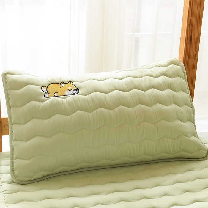 91家纺网 家纺一手货源 找家纺 恋绒家纺 2025新款刺绣款床垫学生床垫床褥宿舍上下铺床护垫 柯基KJ-薄荷绿