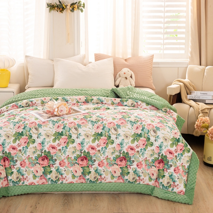 91家纺网 家纺一手货源 找家纺 锦鹭被业 2025新款全棉豆豆被系列 浪漫花舞