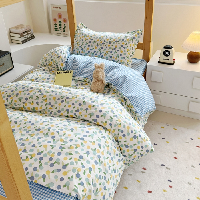 91家纺网 家纺一手货源 找家纺 怡家居 2024新款开学季学生宿舍六件套大礼包  欢乐果