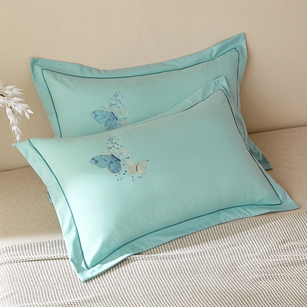 91家纺网 家纺一手货源 找家纺 （总）丰淘家纺 2024新款水洗棉刺绣羽蝶枕套