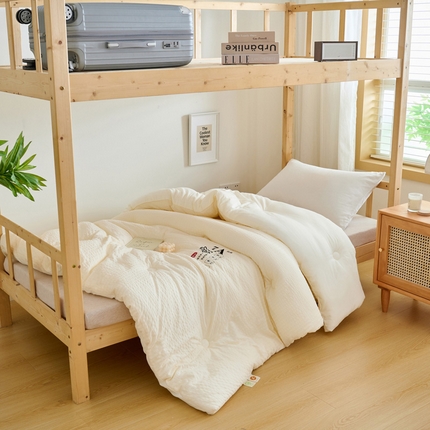 91家纺网 家纺一手货源 找家纺 子由家居 2024新款b类泡泡格7A抗菌学生季大豆被 泡泡学生被-本白