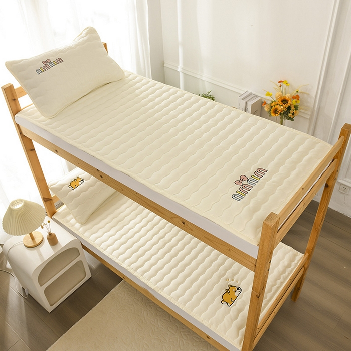 91家纺网 家纺一手货源 找家纺 恋绒家纺 2025新款刺绣款床垫学生床垫床褥宿舍上下铺床护垫 mini-象牙白