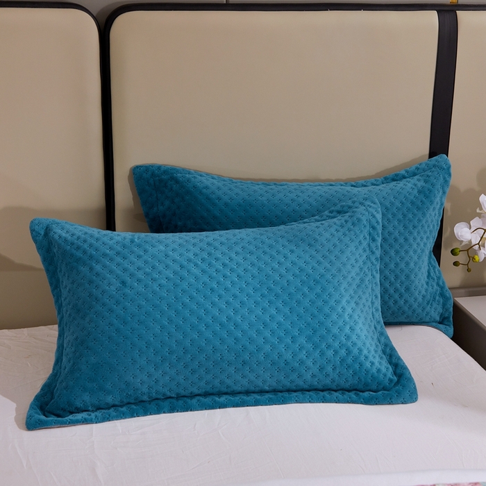 91家纺网 家纺一手货源 找家纺 晶缦家纺 2024新款华夫格牛奶绒床盖三件套 华夫格-宝蓝