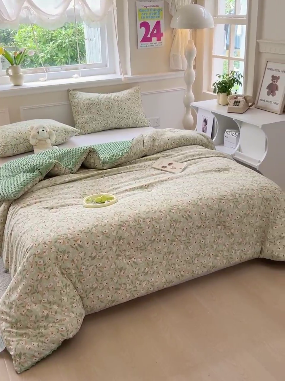 91家纺网 家纺一手货源 找家纺 居易简 2025新款水洗棉双层纱豆豆被加绒被子被芯直播豆豆绒被被子被芯冬被春秋被 棉花絮语