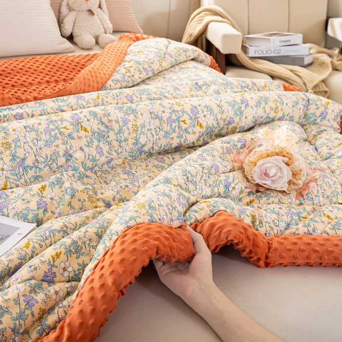 91家纺网 家纺一手货源 找家纺 锦鹭被业 2025新款全棉豆豆被系列 一抹清香