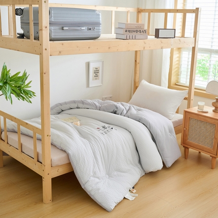 子由家居 2024新款b类泡泡格7A抗菌学生季大豆被 泡泡学生被-浅灰