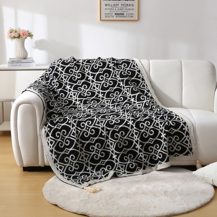 91家纺网 家纺一手货源 找家纺 （总）坦客毯业 2025新款鹿毛绒针织毯毛毯盖毯-牵牛花（外贸跨境电商）