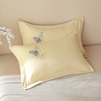 91家纺网 家纺一手货源 找家纺 （总）丰淘家纺 2024新款水洗棉刺绣羽蝶枕套