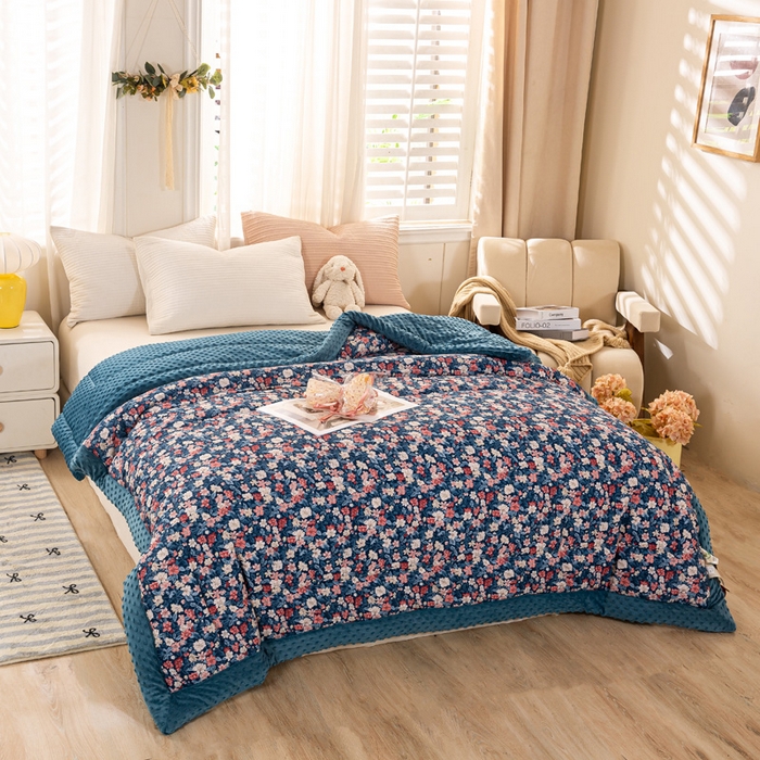 91家纺网 家纺一手货源 找家纺 锦鹭被业 2025新款全棉豆豆被系列 醉颜