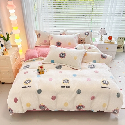 91家纺网 家纺一手货源 找家纺 （总）恋佳居 2025新款雪花绒印花加厚保暖四件套