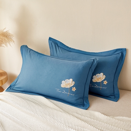 91家纺网 家纺一手货源 找家纺 （总）丰淘家纺 2024新款水洗棉刺绣一字荷枕套