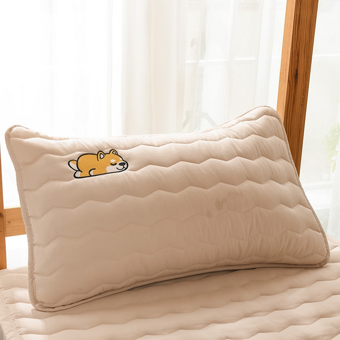 91家纺网 家纺一手货源 找家纺 恋绒家纺 2025新款刺绣款床垫学生床垫床褥宿舍上下铺床护垫 柯基KJ-奶油杏