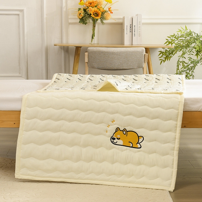 91家纺网 家纺一手货源 找家纺 恋绒家纺 2025新款刺绣款床垫学生床垫床褥宿舍上下铺床护垫 柯基KJ-象牙白