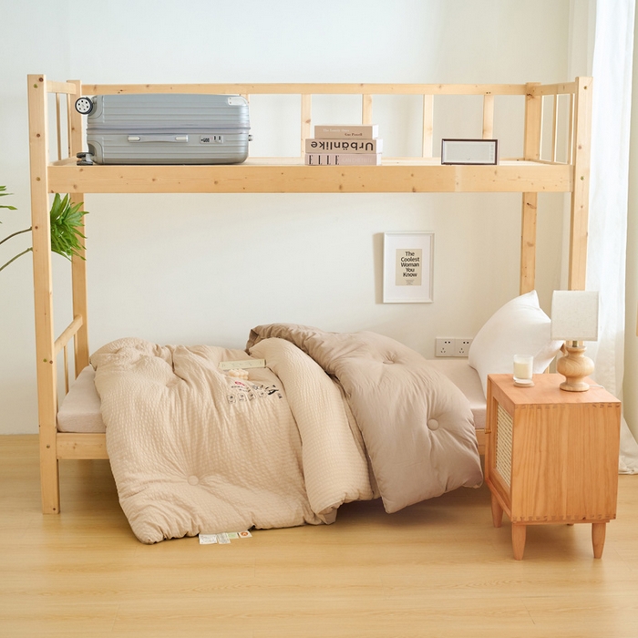 91家纺网 家纺一手货源 找家纺 子由家居 2024新款b类泡泡格7A抗菌学生季大豆被 泡泡学生被-驼色