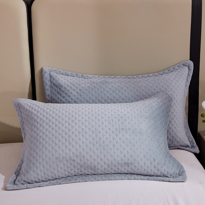 91家纺网 家纺一手货源 找家纺 晶缦家纺 2024新款华夫格牛奶绒床盖三件套 华夫格-浅灰