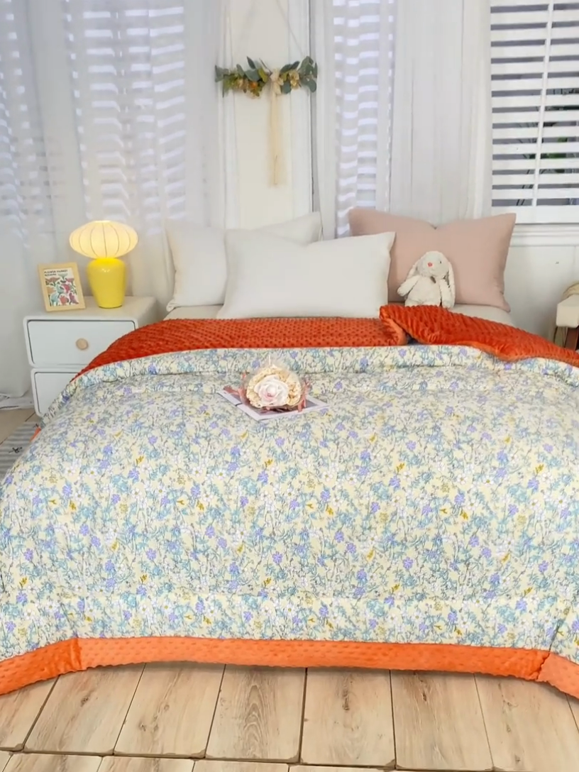 91家纺网 家纺一手货源 找家纺 锦鹭被业 2025新款全棉豆豆被系列 一抹清香