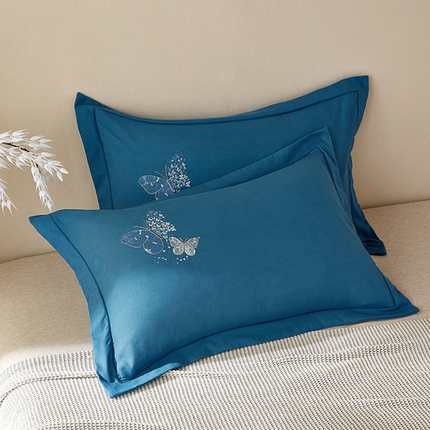 91家纺网 家纺一手货源 找家纺 （总）丰淘家纺 2024新款水洗棉刺绣羽蝶枕套