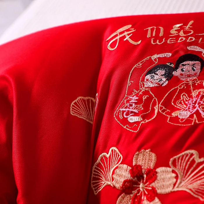 91家纺网 家纺一手货源 找家纺 佳尚枕芯 2025新款全棉纯棉刺绣喜庆婚庆结婚多用枕头枕芯 我们结婚啦48x74cm/只