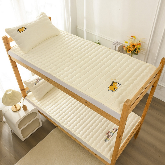 91家纺网 家纺一手货源 找家纺 恋绒家纺 2025新款刺绣款床垫学生床垫床褥宿舍上下铺床护垫 柯基KJ-象牙白