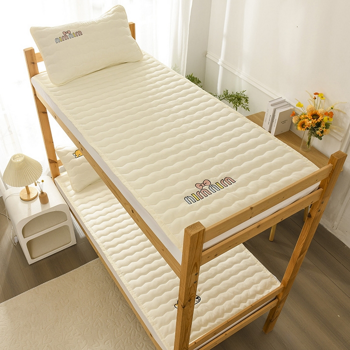 91家纺网 家纺一手货源 找家纺 恋绒家纺 2025新款刺绣款床垫学生床垫床褥宿舍上下铺床护垫 mini-象牙白