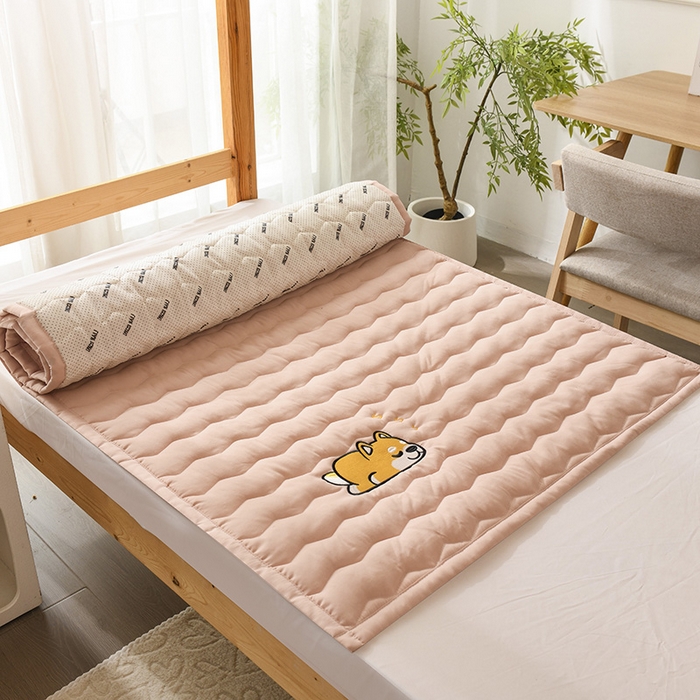 91家纺网 家纺一手货源 找家纺 恋绒家纺 2025新款刺绣款床垫学生床垫床褥宿舍上下铺床护垫 柯基KJ-湘妃玉