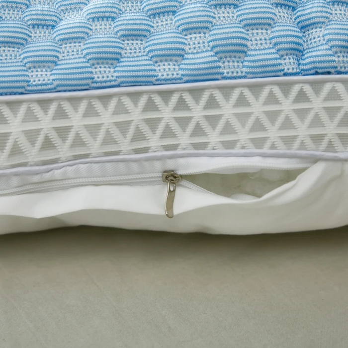 91家纺网 家纺一手货源 找家纺 佳尚枕芯 2025新款夏季天冰丝凉感冰豆豆护颈按摩枕头枕芯 凉感护颈枕蓝色48x74cm/只