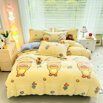 91家纺网 家纺一手货源 找家纺 （总）恋佳居 2025新款雪花绒印花加厚保暖四件套