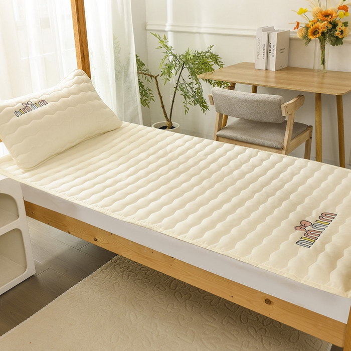 91家纺网 家纺一手货源 找家纺 恋绒家纺 2025新款刺绣款床垫学生床垫床褥宿舍上下铺床护垫 mini-象牙白