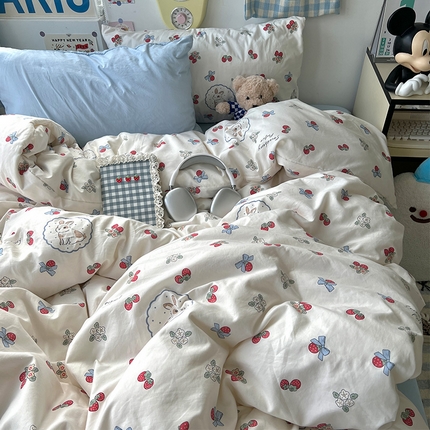 91家纺网 家纺一手货源 找家纺 （总）原素 2024新款A类学生季少女心小清新印花四件套