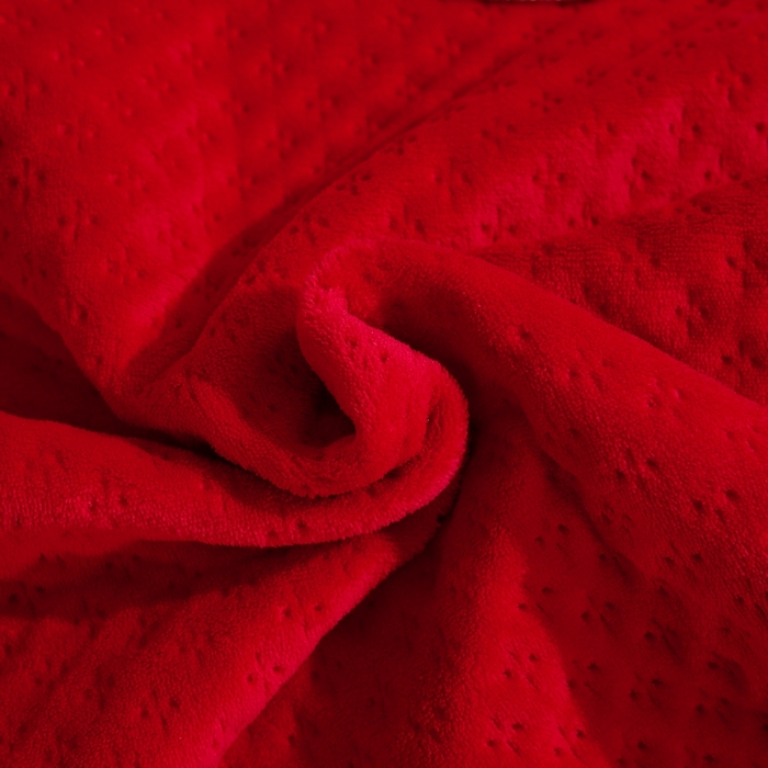 91家纺网 家纺一手货源 找家纺 晶缦家纺 2024新款华夫格牛奶绒床盖三件套 华夫格-大红