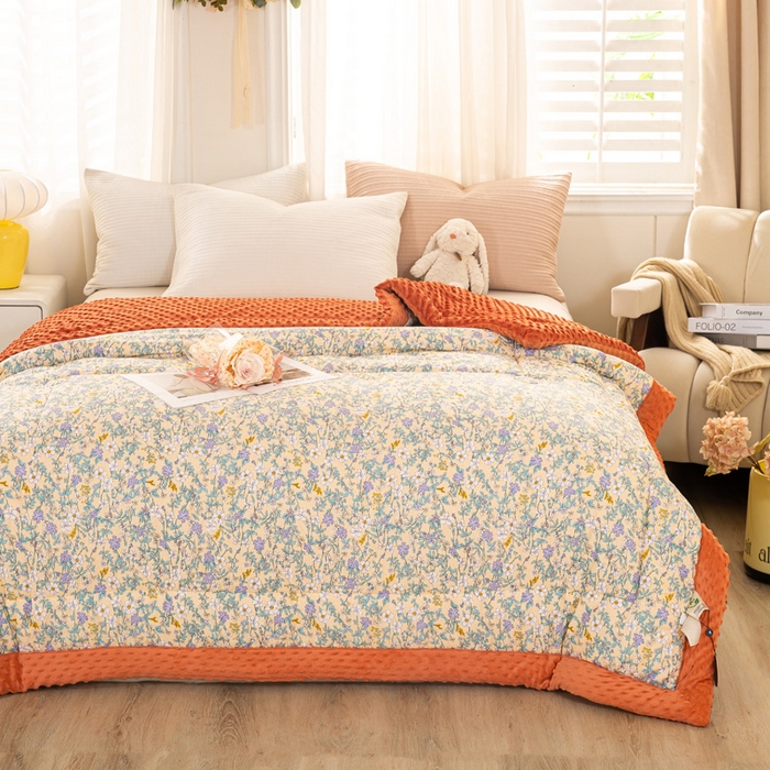 91家纺网 家纺一手货源 找家纺 锦鹭被业 2025新款全棉豆豆被系列 一抹清香