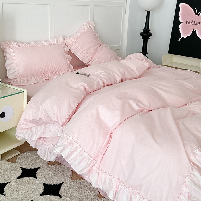 91家纺网 家纺一手货源 找家纺 （总）昔可家纺 2024新款贴边纯色条纹四件套系列