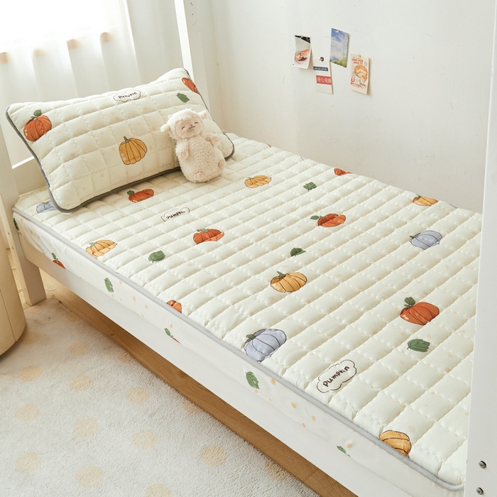 91家纺网 家纺一手货源 找家纺 卡派 2024新款单人床水洗棉夹棉加厚床笠（印花系列） 南瓜