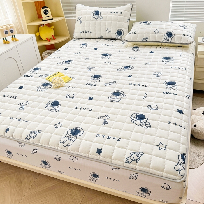 91家纺网 家纺一手货源 找家纺 卡派 2024新款大床水洗棉夹棉加厚床笠（印花系列） 太空人