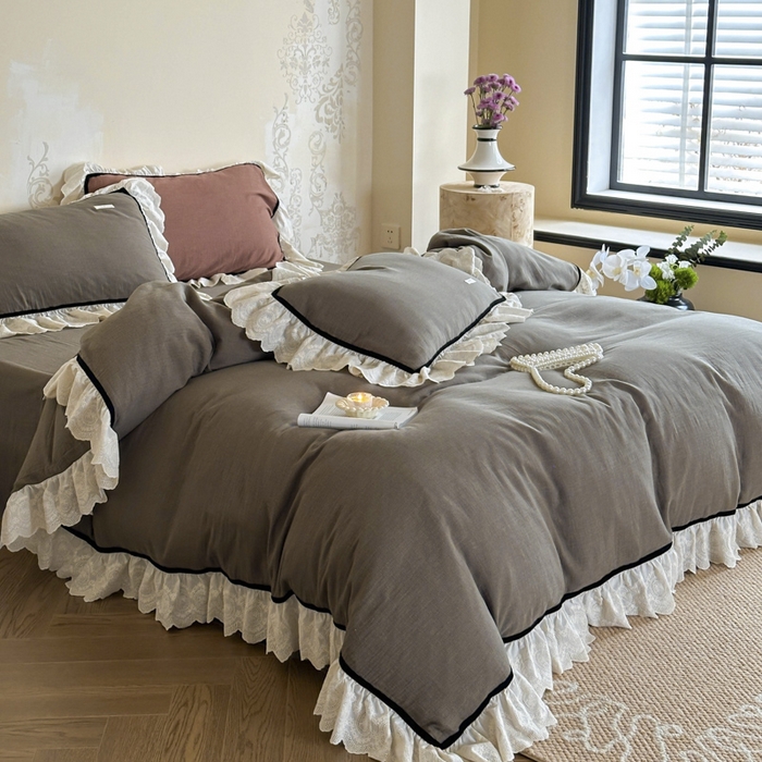 91家纺网 家纺一手货源 找家纺 玛奇朵 2024新品法式复古重工刺绣蕾丝花边款色织双层纱-卡瑟琳 卡瑟琳-绿