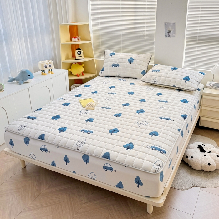 91家纺网 家纺一手货源 找家纺 卡派 2024新款大床水洗棉夹棉加厚床笠（印花系列） 密林