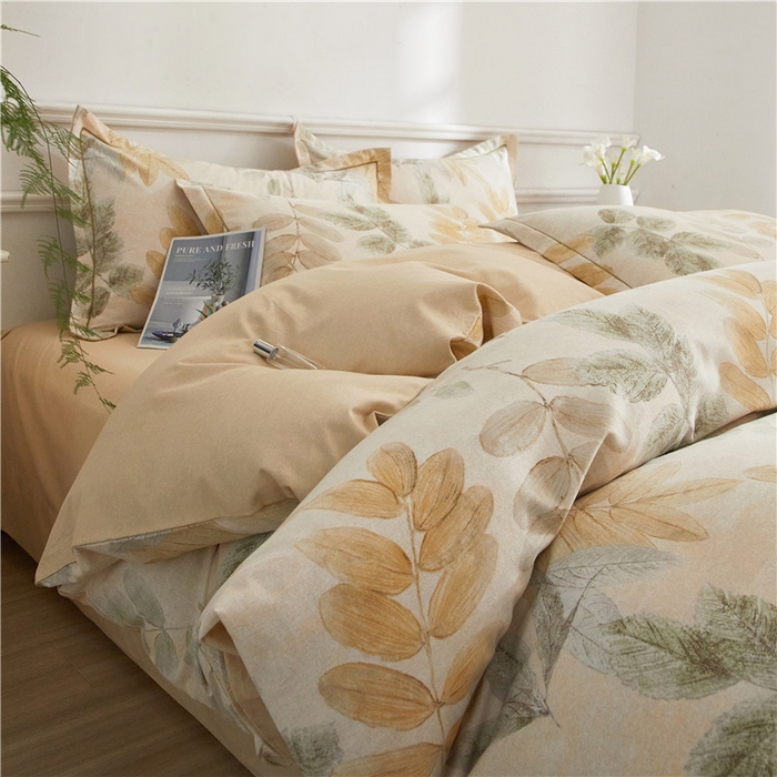 91家纺网 家纺一手货源 找家纺 沐白家居 2024新款全棉生态磨毛印花四件套系列 春派